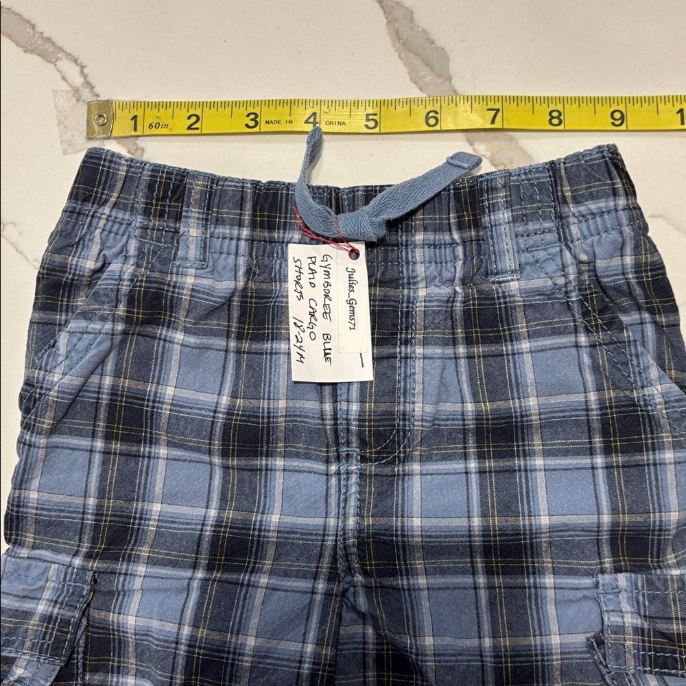 Gymboree | Infant Baby Boys Cargo Blue Navy White Plaid Casual Shorts 18-24M - Picture 15 of 16